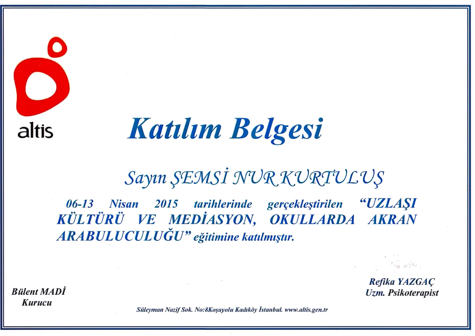 Akran Zorbalığı Sertifikası