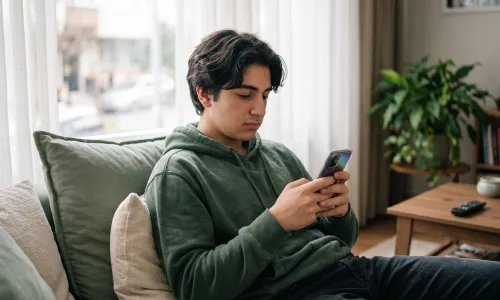 Telefon ekranına bakan ergen, sosyal medya ve beden imgesi baskısı